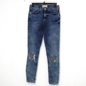 NWT Free People Women's Turquoise Distressed Skinny Fit Jeans Size 27R